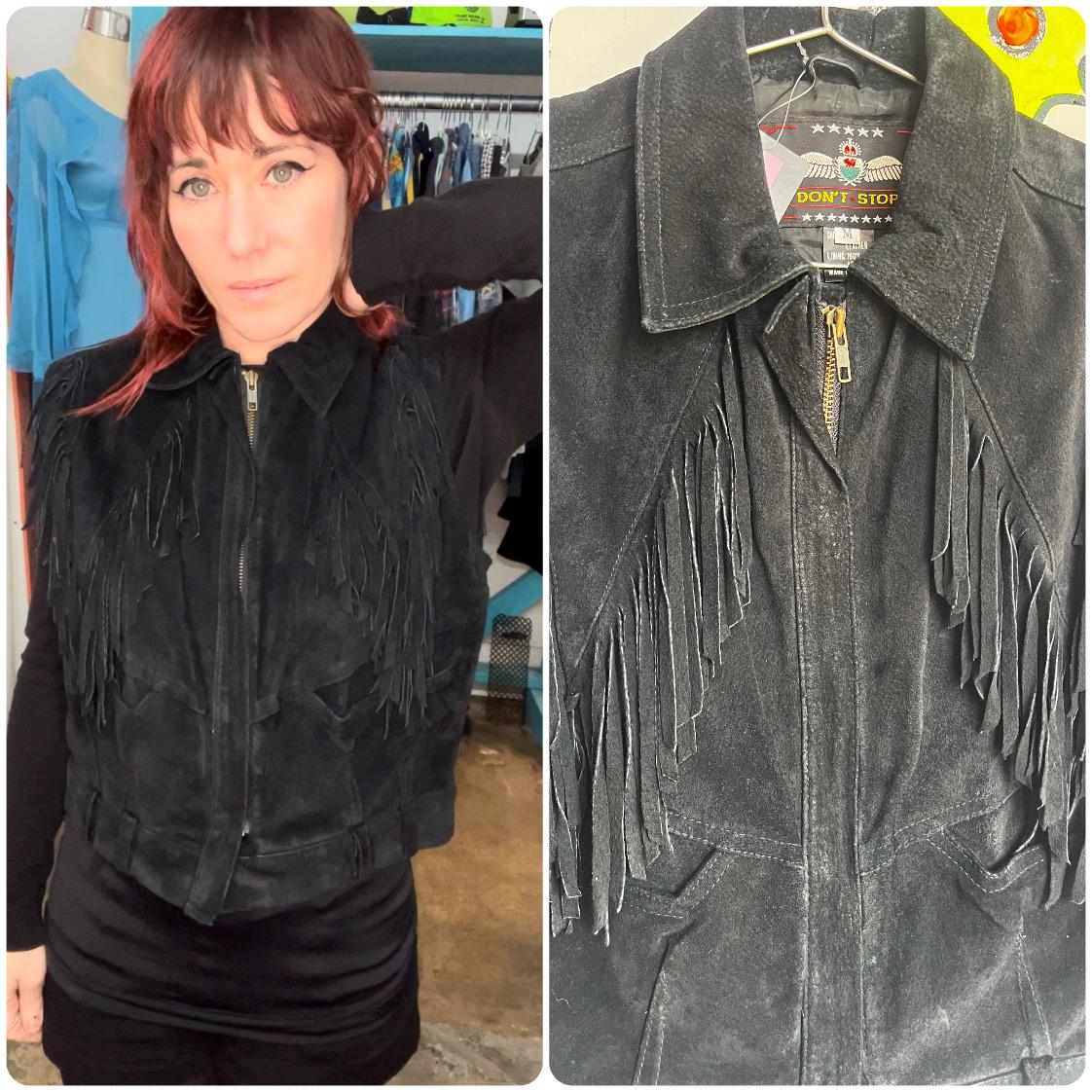 Vintage Black Fringe Vest - Etsy Canada