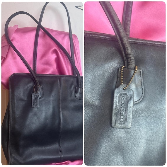 ヴィンテージ ラージ コーチ ブラック レザー トートバッグ