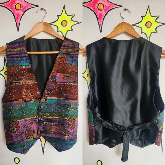 Vintage 90s | Beaded Embellished Abstract Art Vest