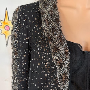 Adrianna Papell Evening Essentials Beaded Silk Blazer Maximalist Formal XL+ image 6