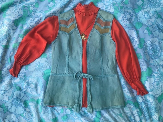 Vintage 70s | Rare Suede Vest Patchwork Knit Bohem