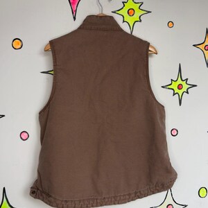 Vintage 90s Y2K Plaid Lined Khaki Lumberjack Vest Workwear Utility Gorpcore - M image 9