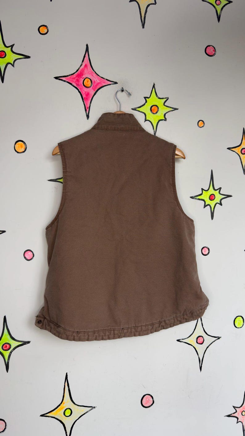 Vintage 90s Y2K Plaid Lined Khaki Lumberjack Vest Workwear Utility Gorpcore - M image 9