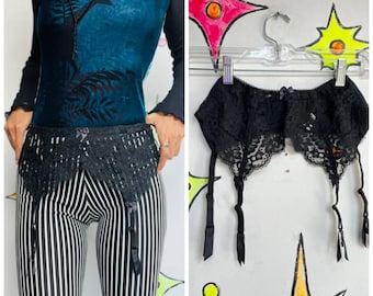 Liguero gótico estilo lolita vintage de Victoria's Secret, con encaje negro, talla P/S