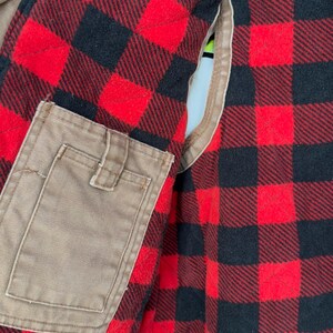 Vintage 90s Y2K Plaid Lined Khaki Lumberjack Vest Workwear Utility Gorpcore - M image 7