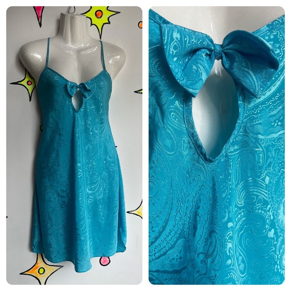 Vintage 90s Y2K | Blue Babydoll Lingerie Mini Dre… - image 1