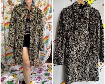 Vintage 90s | Christina Rotelli Faux Fur Cheetah Print Coat Mob Wife | M