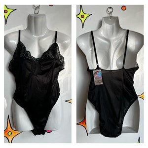 Vintage Teddy | Black Lace Pin up Lingerie Playsuit Bodysuit | Size 34