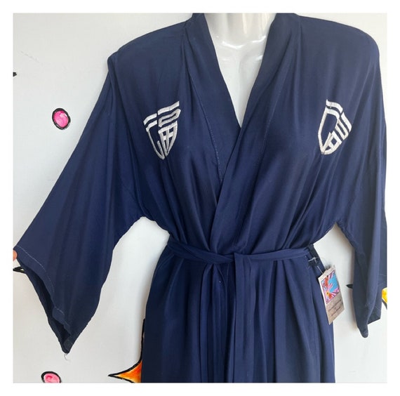Vintage | Blue Kimono Robe Embroidered Japanese G… - image 2