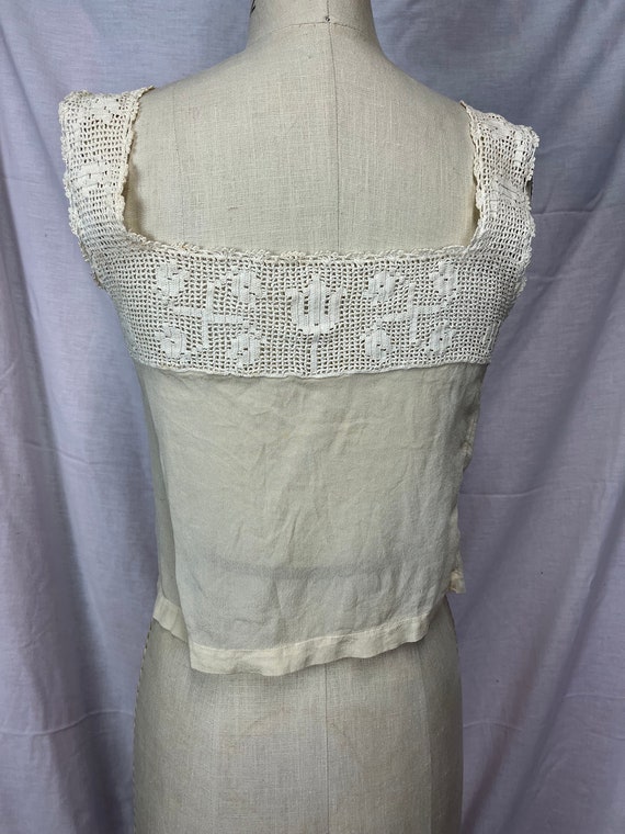 Antique Edwardian Ivory Lace Sleeveless Camisole … - image 3