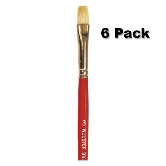 Wooster Brush White Bristle Oil Brights F1622 3 Artist Brush Pack of 6 