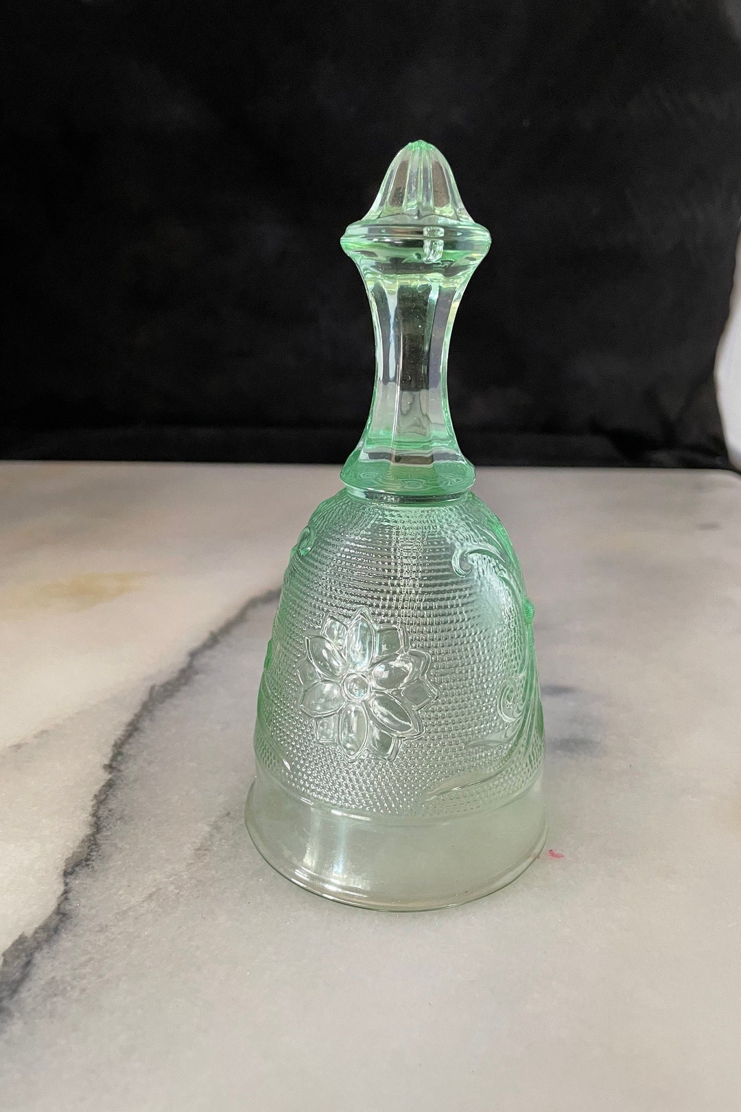 Vintage Chantilly Green Indiana Sandwich Glass Bell Etsy