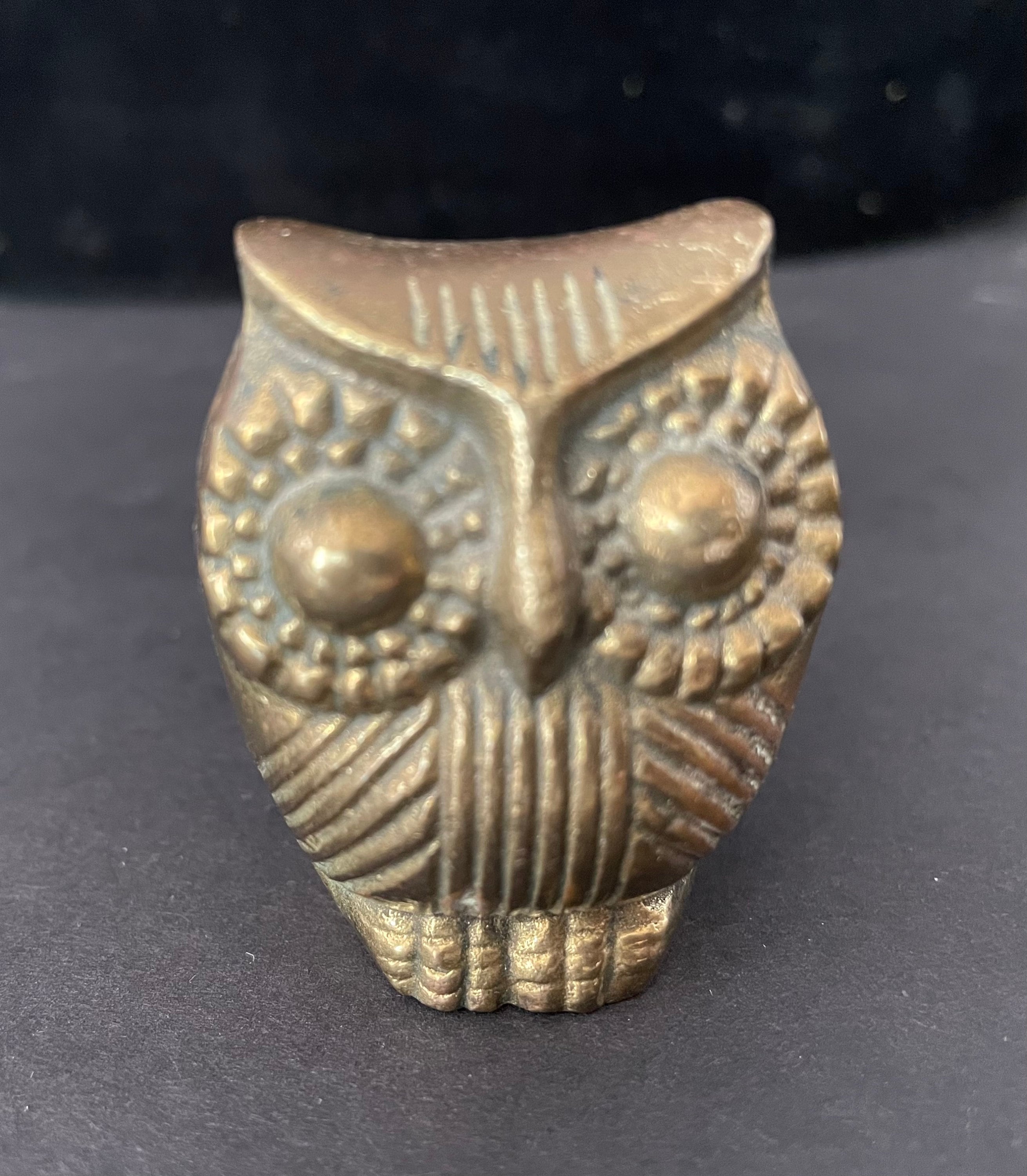 Vintage Brass Owl Small Paper Weight Korea
