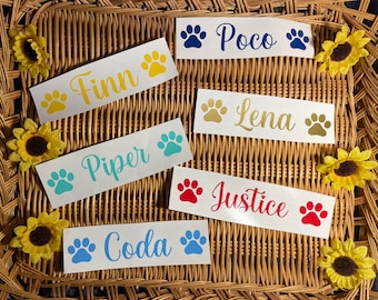 Personalized pet vinyl decal, pet name sticker, dog, cat, pet custom name decals.