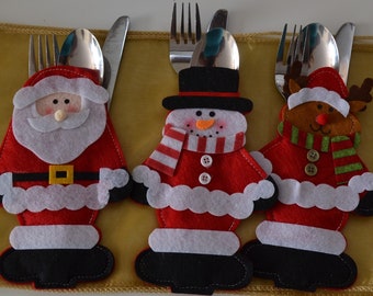 christmas table decorations snowman reindeer and santa cutlery holders large size 18cm x 11cm novelty christmas decor 2018 free delivery - Christmas Table Decorations christmas table decorations snowman reindeer and santa cutlery holders large size 18cm x 11cm novelty christmas decor 2018 free delivery - Christmas Table Decorations