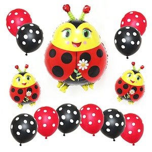 Ladybug Balloon Set: 13pc Red & Black Polka Dot Party Decorations