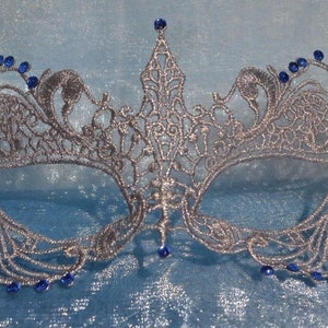 Silver Masquerade Mask With Blue Sapphire Diamantes Masquerade Balls ...