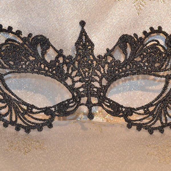 Black Masquerade Mask Black Glitter and Satin Ties Halloween Party Weddings New Year's Valentine Gift Masked Balls Christmas Party 2024