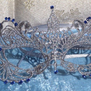 Silver Masquerade Mask With Blue Sapphire Diamantes Masquerade Balls ...