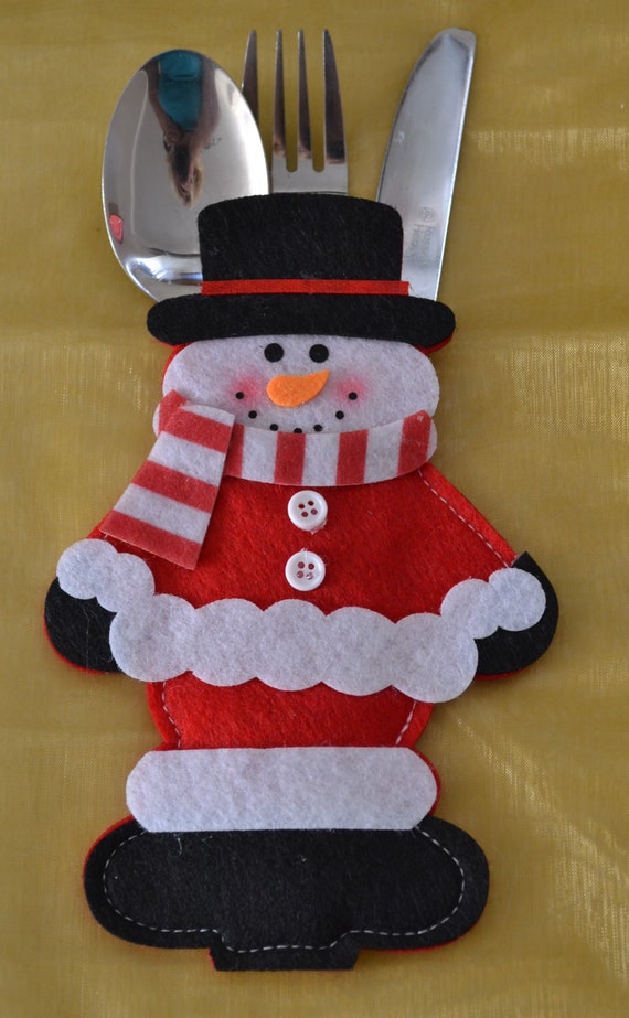 Christmas 2019 Snowman Cutlery Holder Novelty Christmas Table Etsy