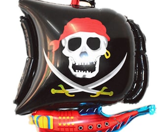 Pirate Party Balloon Set: Ship Foil Balloon & Polka Dot Balloons (12pcs)