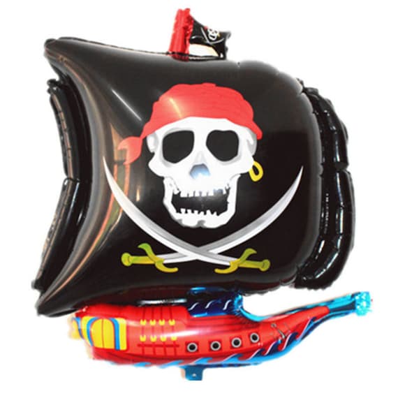 Pirate Party Balloon Set: Ship Foil Balloon & Polka Dot Balloons (12pcs)
