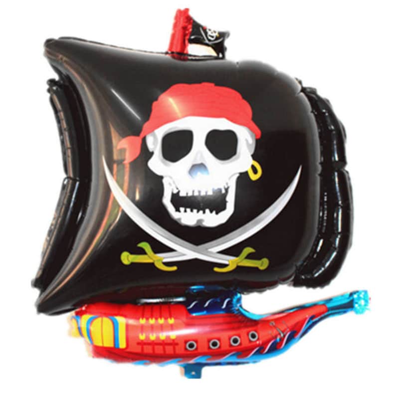 Piratfestballongset: Folieballong med skepp och prickiga ballonger (12 st) bild 1