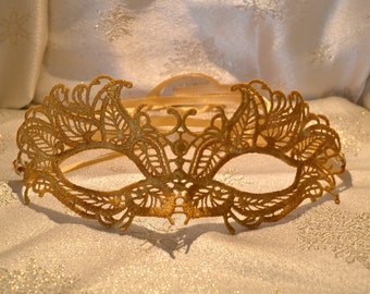 Gold Lace Masquerade Mask Gold Satin Ribbon Ties Halloween Masquerade Balls New Year Party 2024 Masked Balls Events Proms Christmas Party