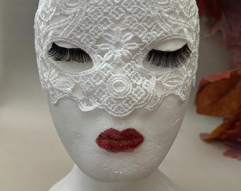 White Lace Masquerade Mask Soft and Delicate: Satin Ribbons Halloween Masquerade Ball New Years Party 2026