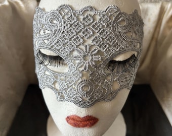 Silver Lace Masquerade Mask Soft and Delicate: Satin Ribbons Halloween Masquerade Ball New Years Party 2026
