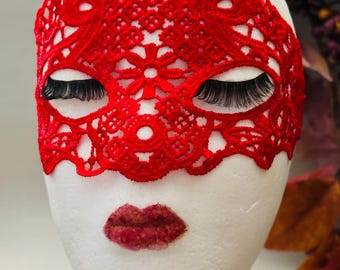 Red Masquerade Mask Soft Lace: Satin Ribbons Halloween Masquerade Ball New Years 2026