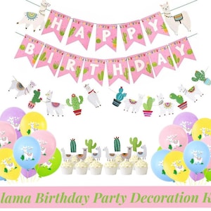Kit di decorazioni per feste di compleanno a tema lama: Fiesta Cactus Alpaca