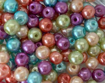 Rainbow Glass Pearl Beads 500 x 4mm 6mm 8mm 10mm Round Beads