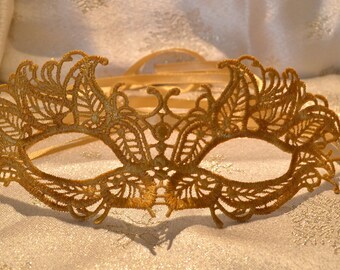 Gold Lace Masquerade Mask Gold Satin Ribbon Ties Halloween Masquerade Balls New Year Party 2026 Masked Balls Events Proms Christmas Party