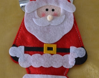 Santa Christmas Cutlery Holder: Novelty Table Utensils Decoration
