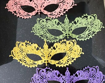 Womens Masquerade Masks: Lace Pastel Colours Elegant Party Costume with Ribbons