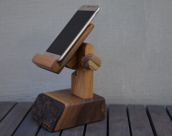 Dockingstations iPhone Stand Smartphone Stand houten standaard walnoothout