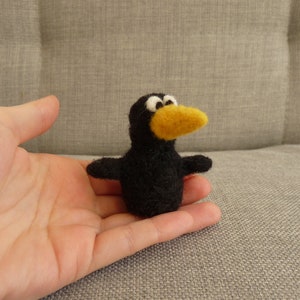 funny raven, little raven, funny, felted, felt wool, wool, soft, gift idea, small, bird, birds, ravens, souvenir, felt figures