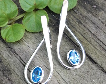 Boucles D'oreilles Goutte En Argent 925 Et Poterie Bleue Jaipur - Style Floral, Pendantes