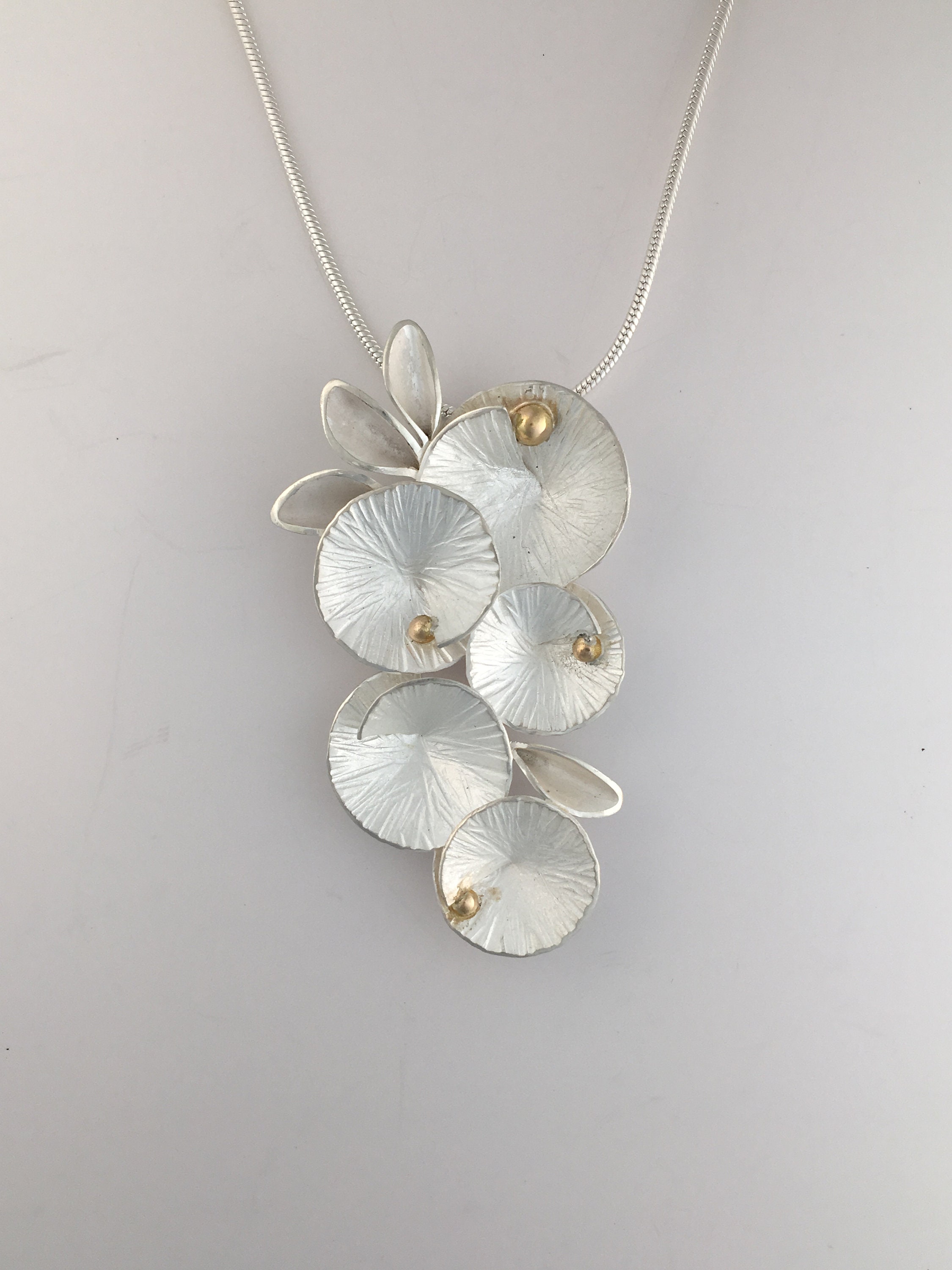 Lily Pad Necklace 14kt Gold Accent Lily Pad Necklace Etsy Ireland