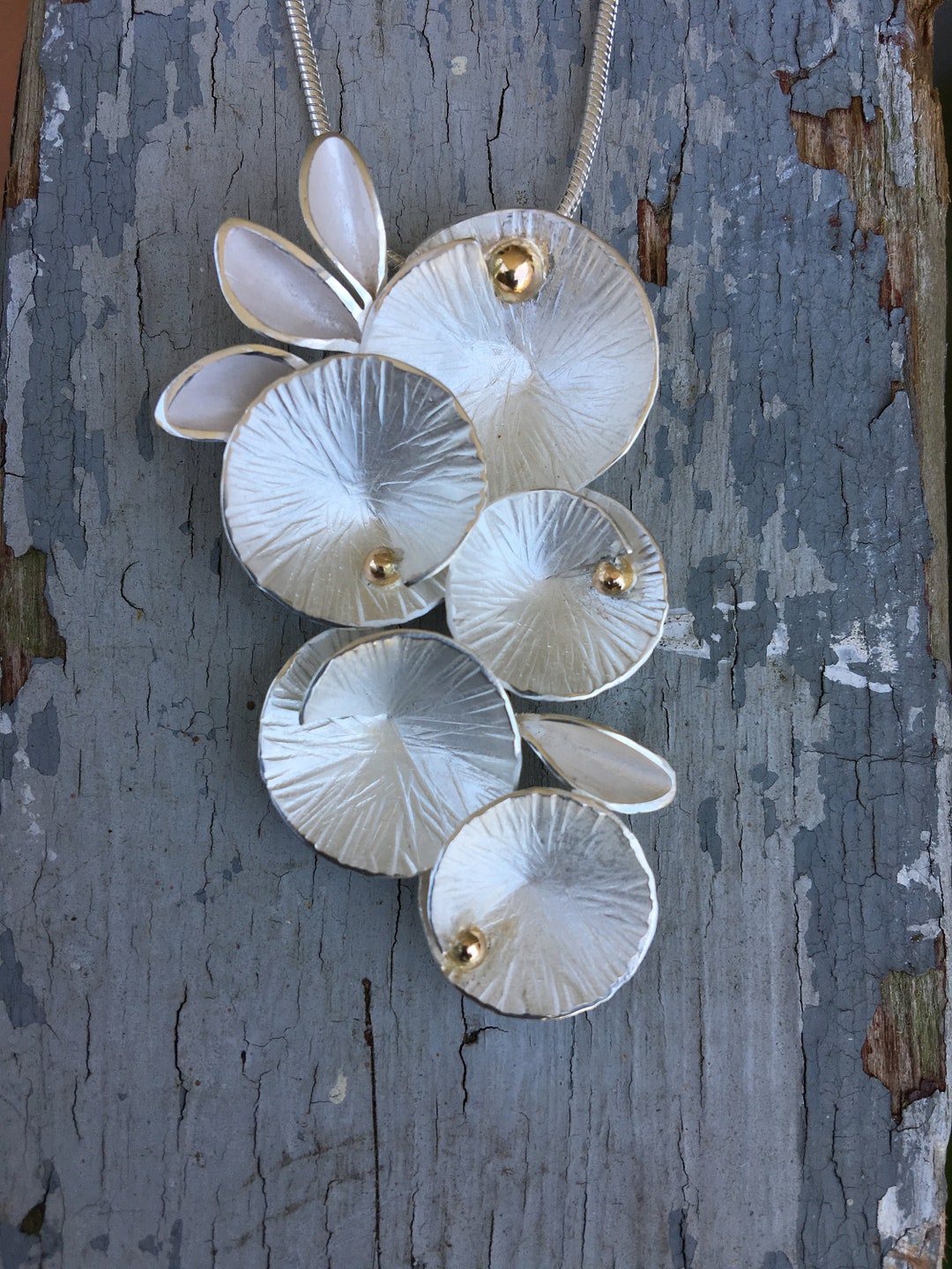 Lily Pad Necklace 14kt Gold Accent Lily Pad Necklace Etsy Ireland