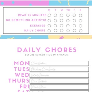 Summer Screen Time, Chore List, and Schedule Funky Print