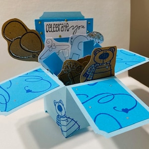 Baby Box Card - Baby Boy, Baby Girl, Gender Neutral 3D Card, Piega piatto nella busta inclusa!