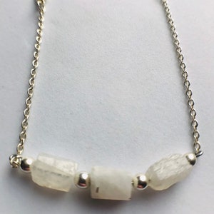 Moonstone Blue Rainbow . Hand Cut Minerals, matte faceted.  On Gold or Silver chain. Wonderful set.  Wrist Party!