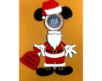 Disney Cruise Door Magnet Very Merrytime Cruise Decoration Mickey Mouse Santa Clause with FREE name personalization Christmas Magnet Set