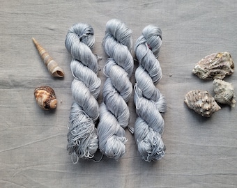 Silver- 4ply- Hand Dyed Yarn - 100% mulberry silk