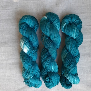 Autumn Aquamarine 4ply- Hand Dyed  Merino Sock Yarn