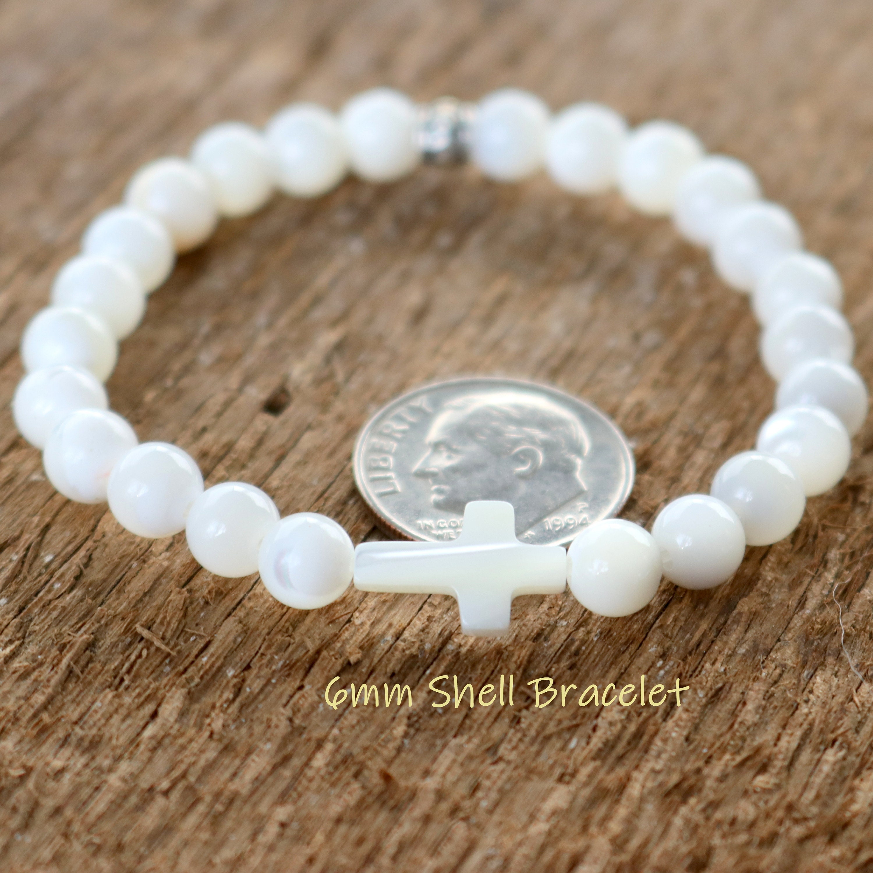 White Shell Beaded Cross Bracelet Religious Bracelet Set Etsy