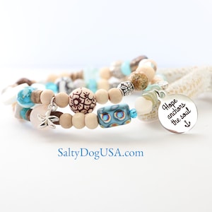 Woman's Beachy Boho Charm Bracelet, Birthday Gift, Shell Ocean Charm Bracelet Beaded Woman's Beach Themed Birthday Gift Idea Girls trip gift image 5