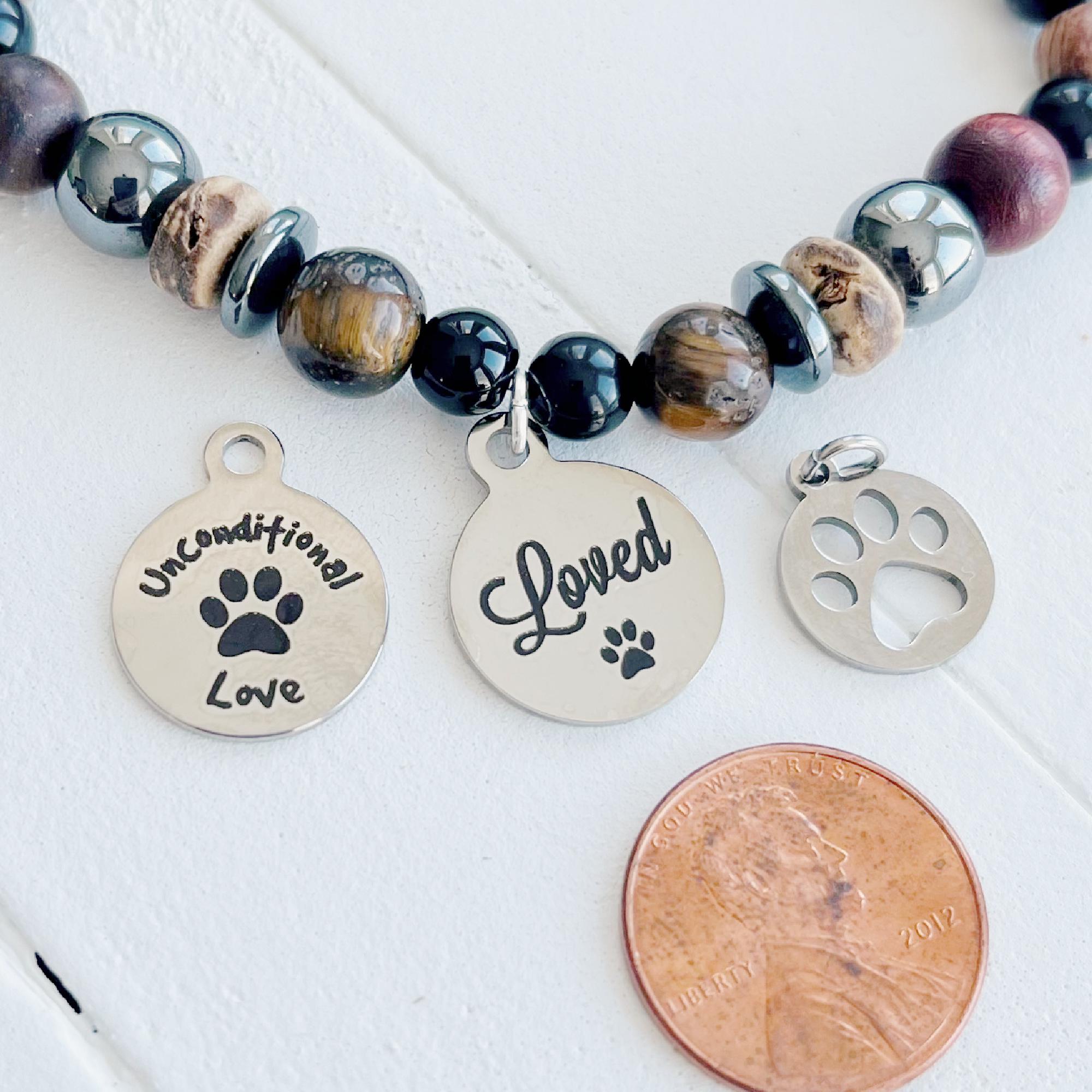 Pet Memorial Bracelet for Loss of Pet, Stainless Steel Paw Charm ...